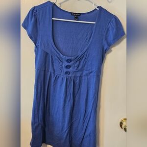 FANG Blue Buttoned Fitted Blouse